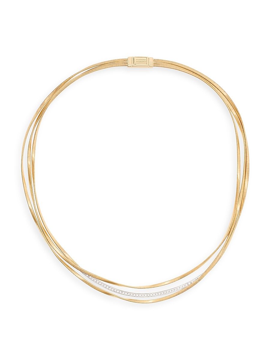 Women's Marrakech Two-Tone 18K Gold & 0.3 TCW Diamond Triple-Layered Necklace - Yellow Gold