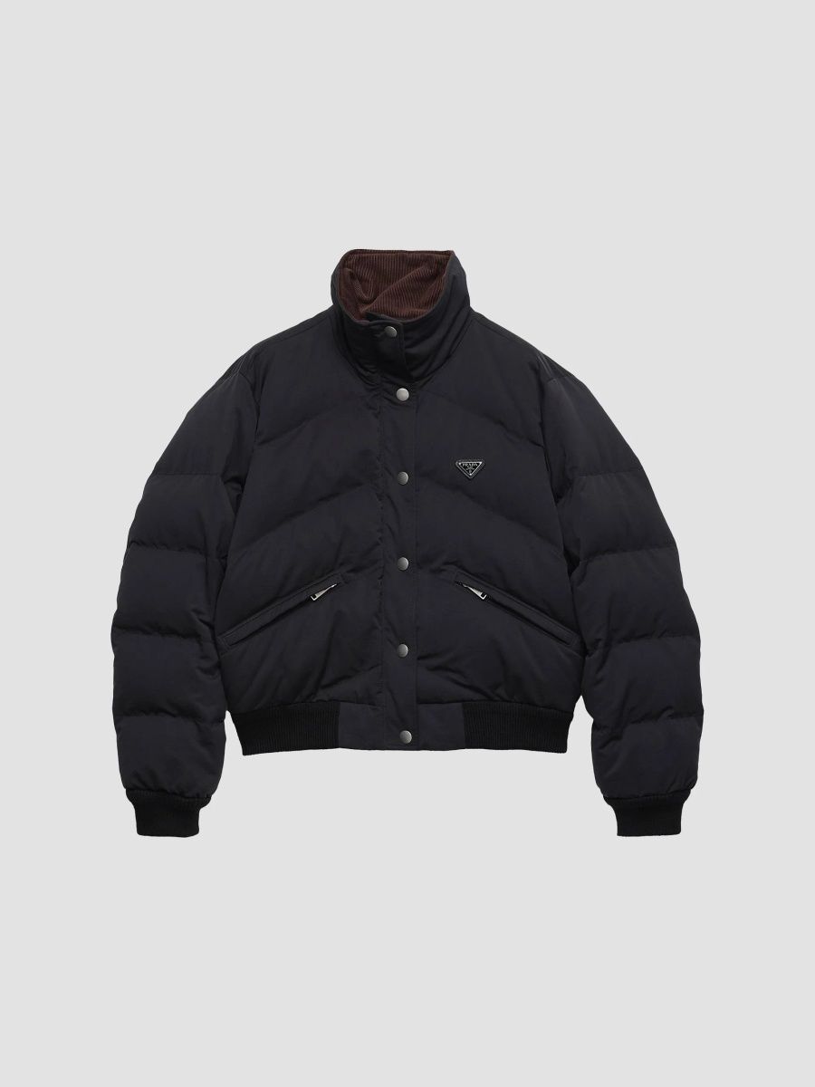 Prada Women's Cropped Compact Poplin Down Jacket - Black - Size 0