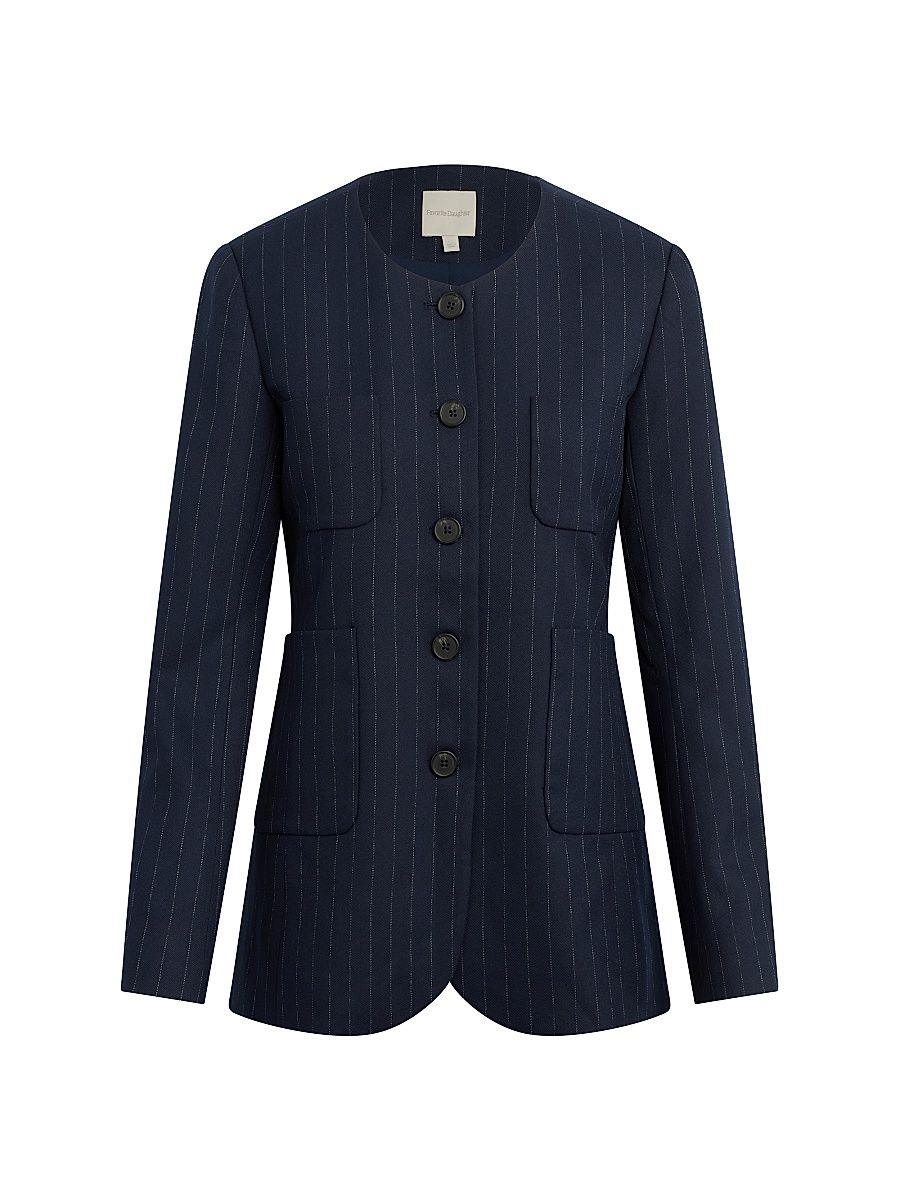 Women's The Busy Woman Pinstriped Blazer - Navy Pinstripe - Size XS