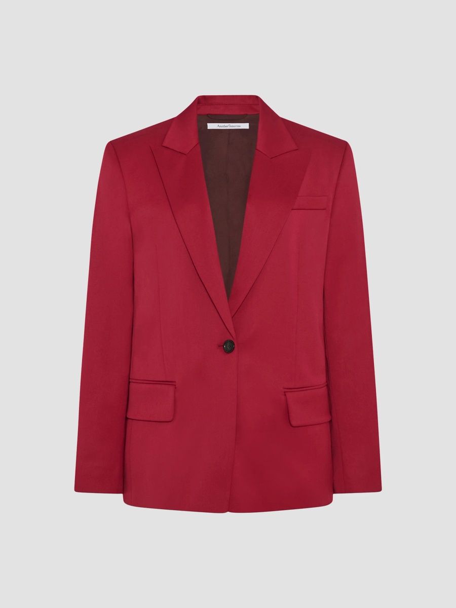 Another Tomorrow Women's Single Button Relaxed Jacket - Pinot Noir - Size 6