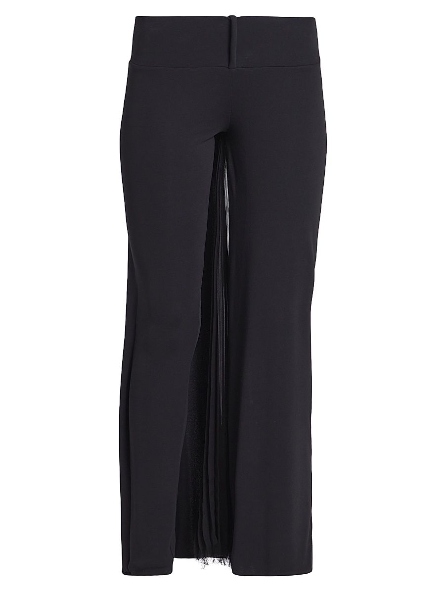 Women's Infinity Pleats Cotton Jersey Low-Rise Wide-Leg Pants - Black - Size 6