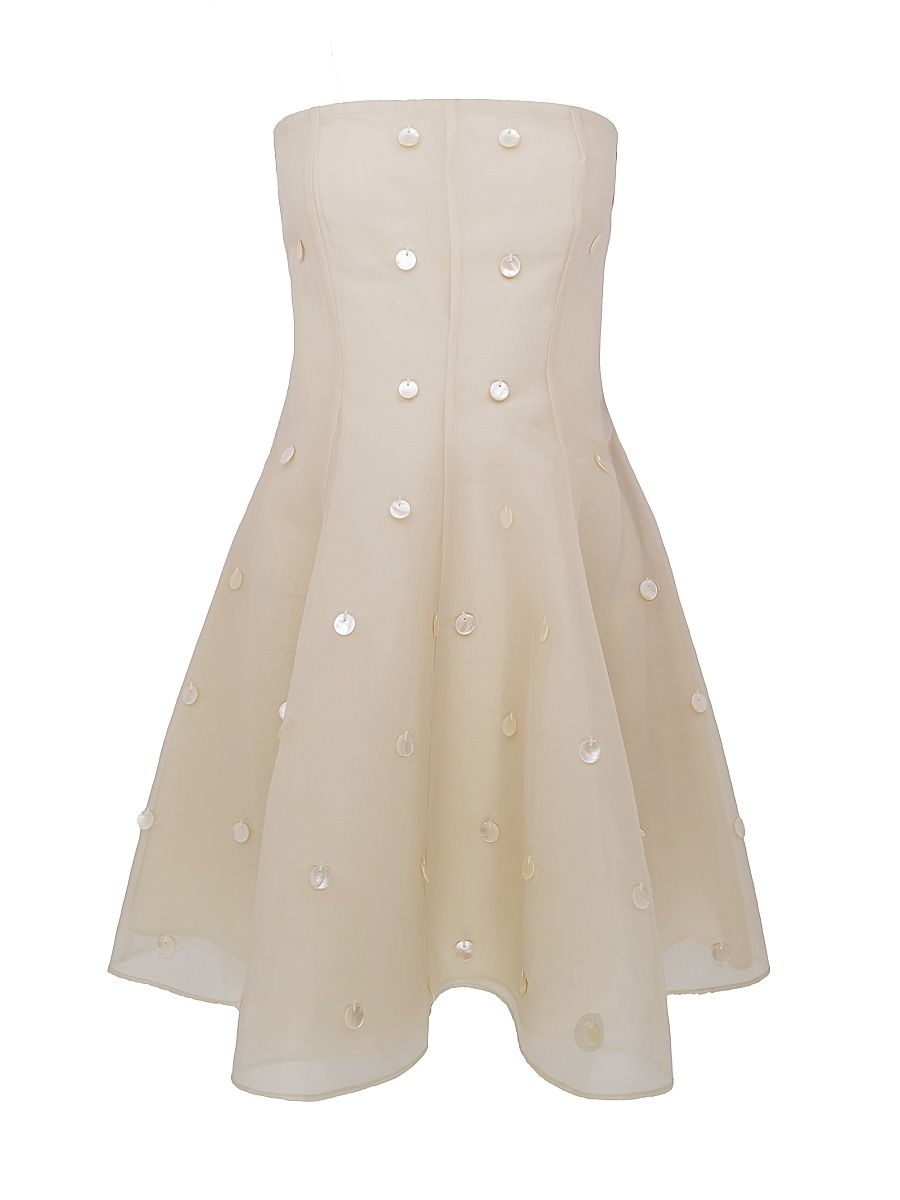 Women's Sable Organza Fit & Flare Minidress - Pearl - Size Large