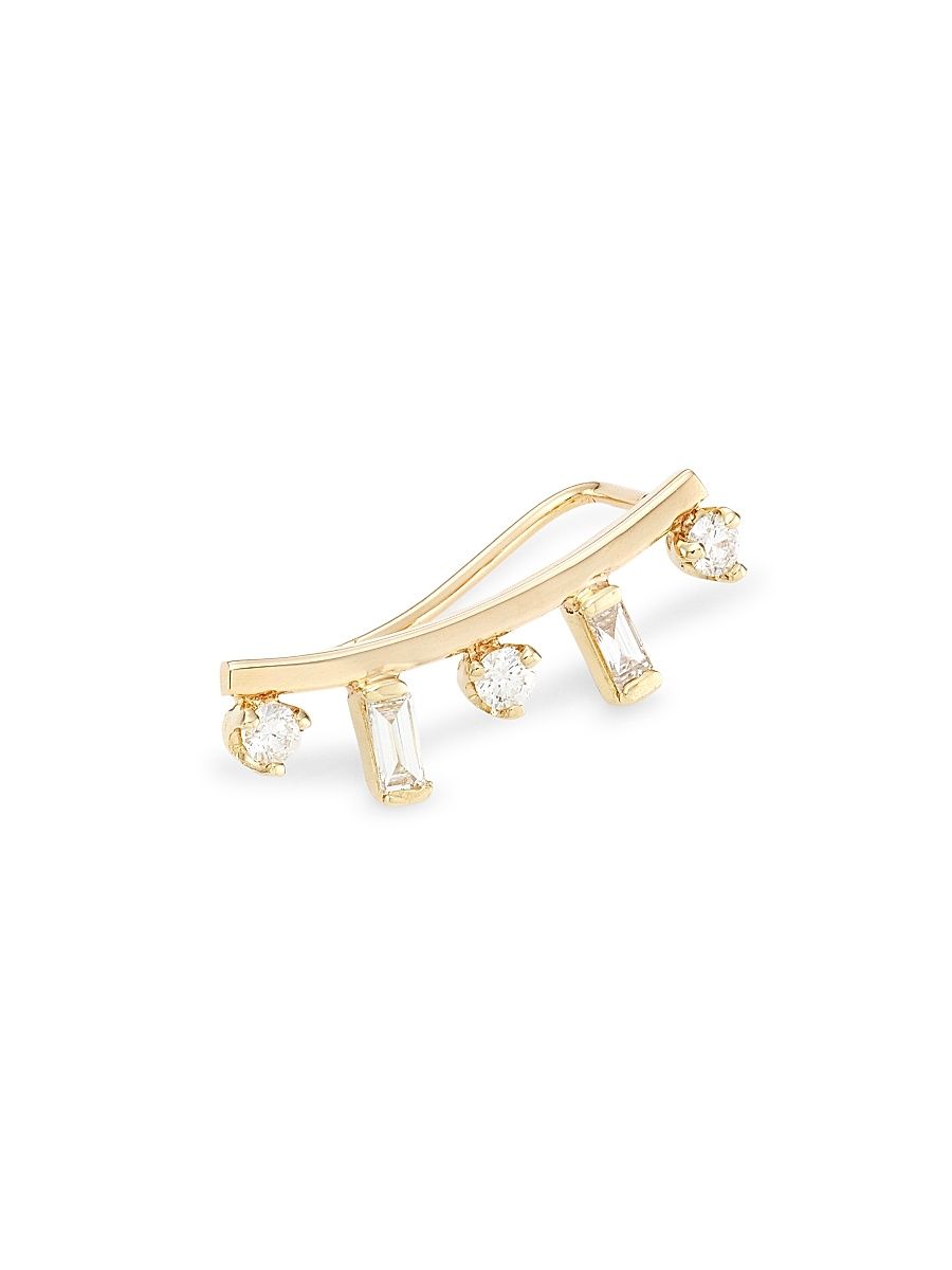 Women's Paris 14K Gold & Diamond Small Curved Bar Right Ear Shield - Yellow Gold