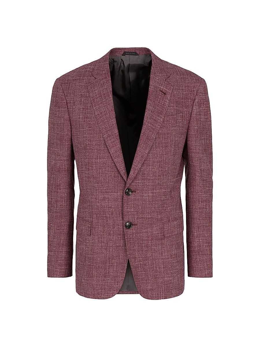 Men's Virgin Wool-Silk Blend Textured Sport Coat - Dusty Rose - Size 48