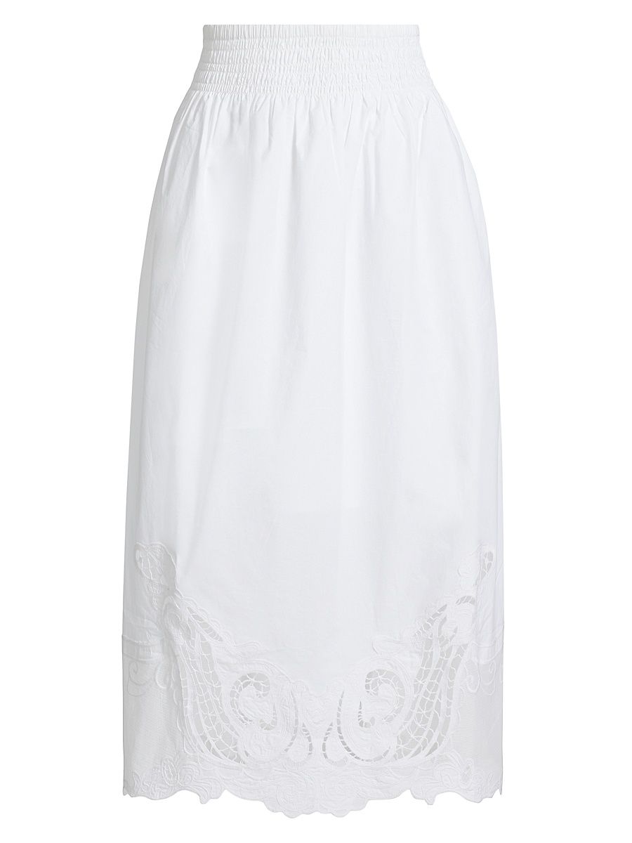 Women's Clem Lace Midi-Skirt - White - Size Large