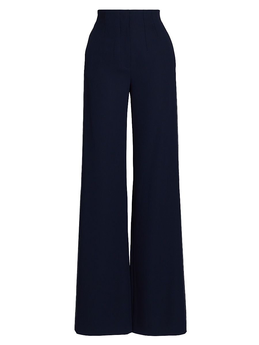 Women's Elin Topstitched Wide-Leg Pants - Navy - Size 14