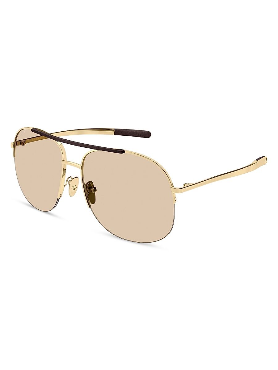 Women's Fashion Show 61MM Pilot Sunglasses - Gold Brown