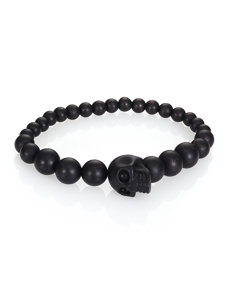 Men's Skull Bead Bracelet - Black