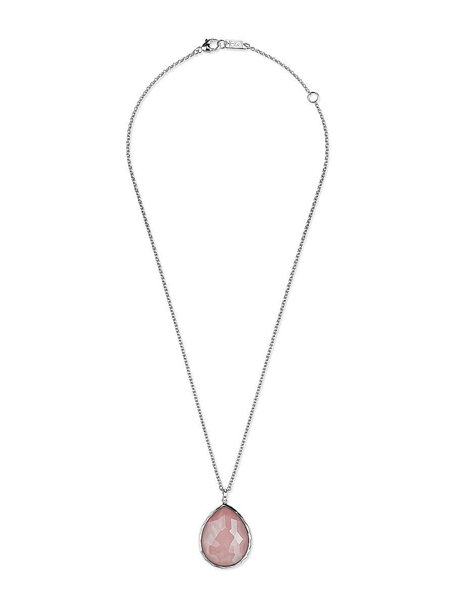 Women's Rock Candy Sterling Silver, Rock Crystal & Shell Large Pendant Necklace - Pink Mother Of Pearl