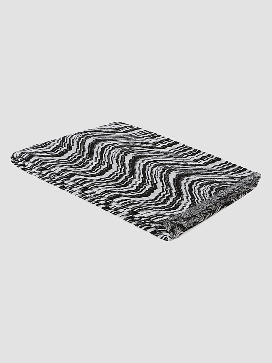 Bormio Space-Dye Zigzag Throw Blanket - Black White