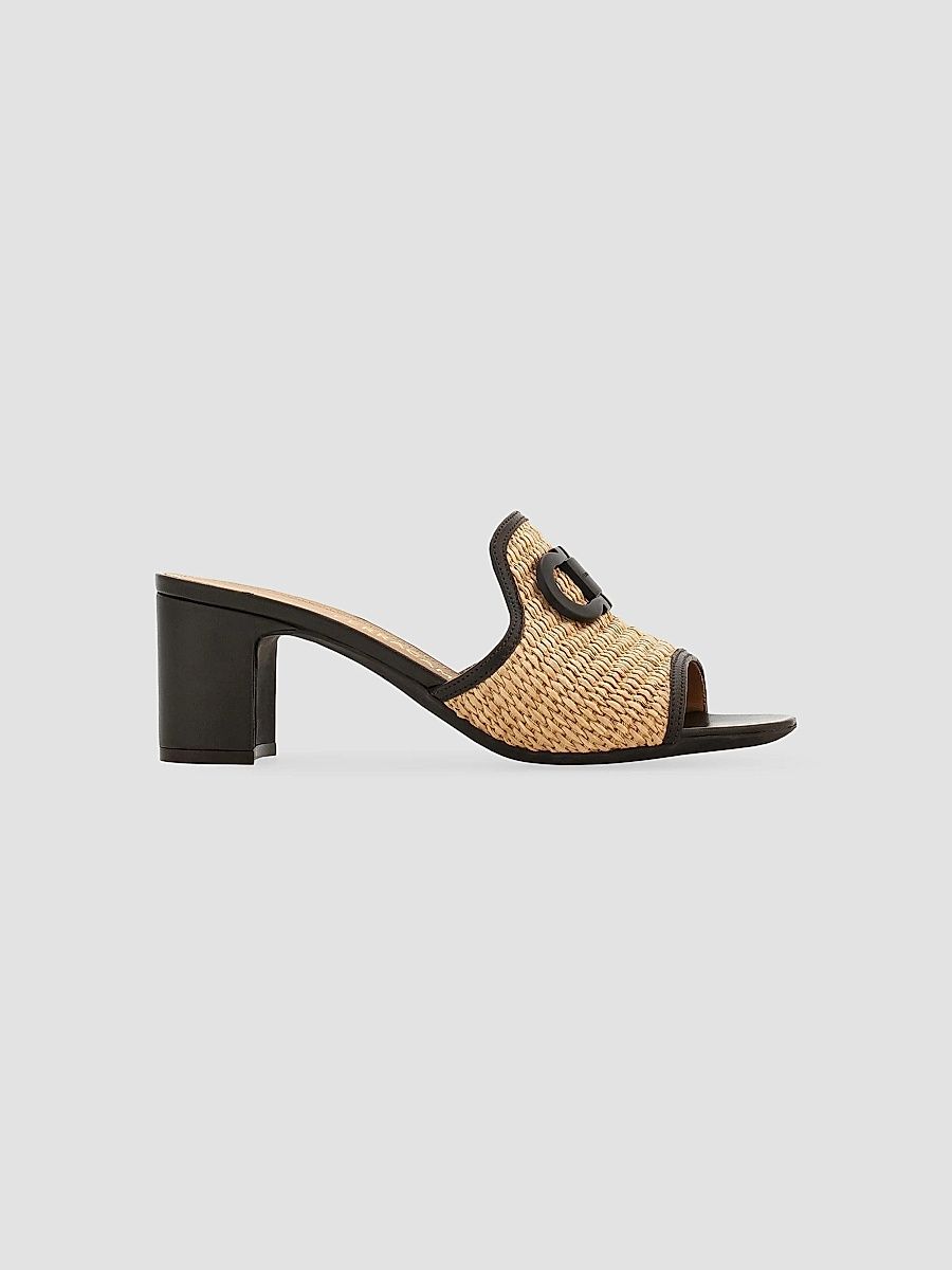 Women's Rexy 55MM Raffia Block-Heel Mules - Naturale Biscotto - Size 10.5