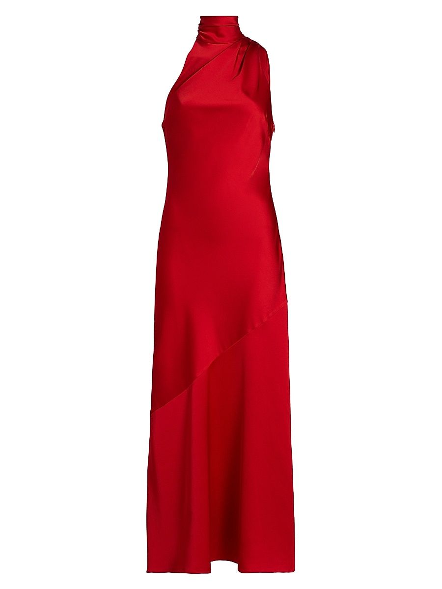 Women's Nadia Bias-Cut Satin Midi-Dress - Cherry - Size 12