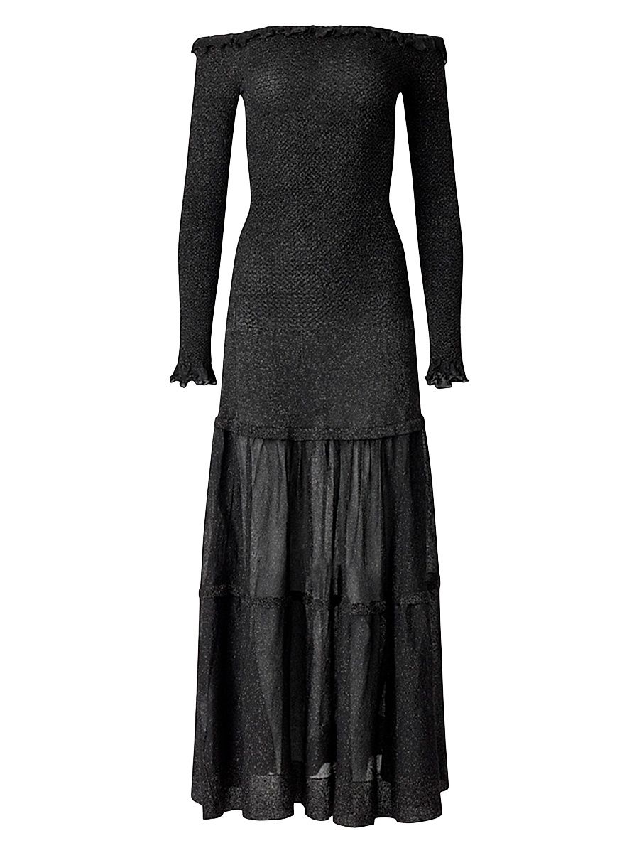 Women's Polly Shimmery Knit Maxi Dress - Black - Size Small