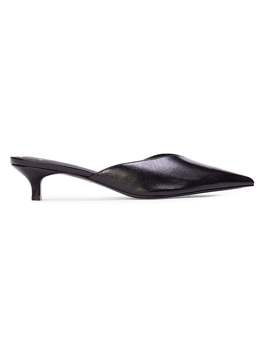 Women's Sofia 35MM Slipper Mules - Black Leather - Size 7.5