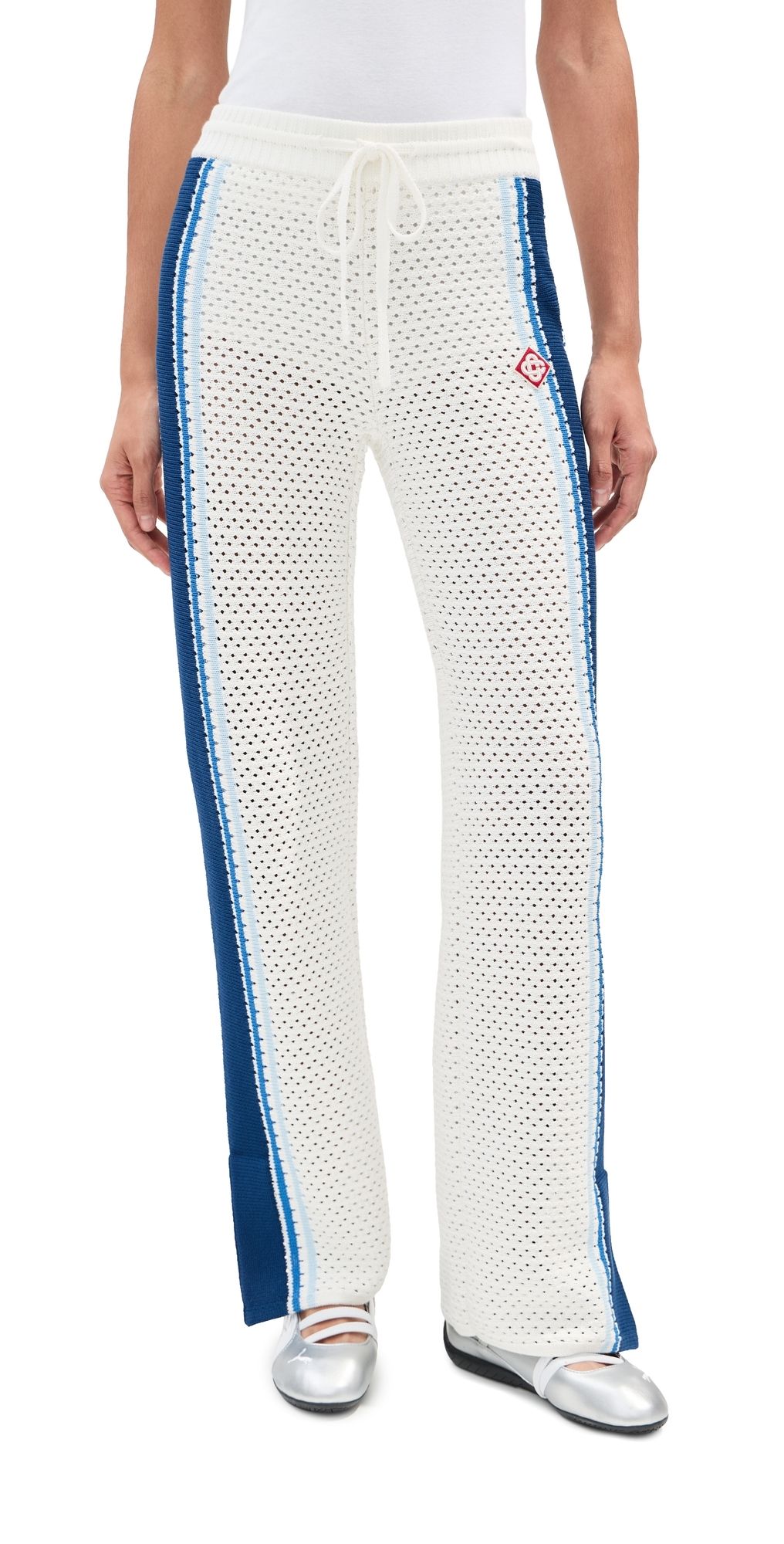 Casablanca Mesh Stripe Trousers White/ Blue S