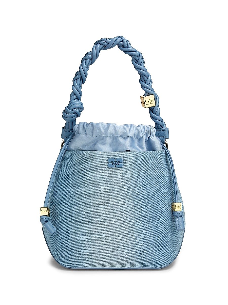 Women's Bou Charm-Embellished Denim Bucket Bag - Faded Denim