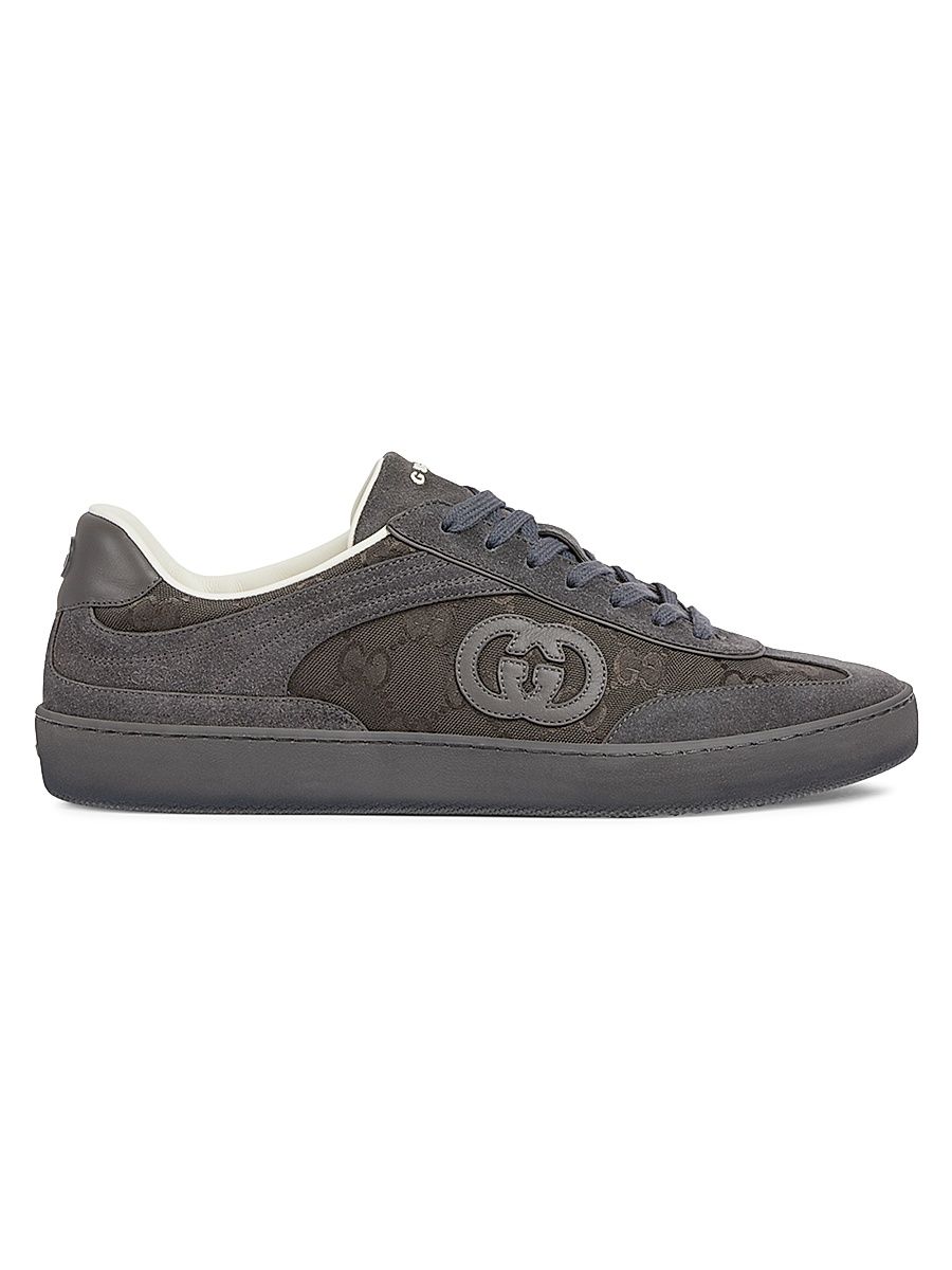 Men's G74 Logo Canvas & Suede Sneakers - Grey - Size 13