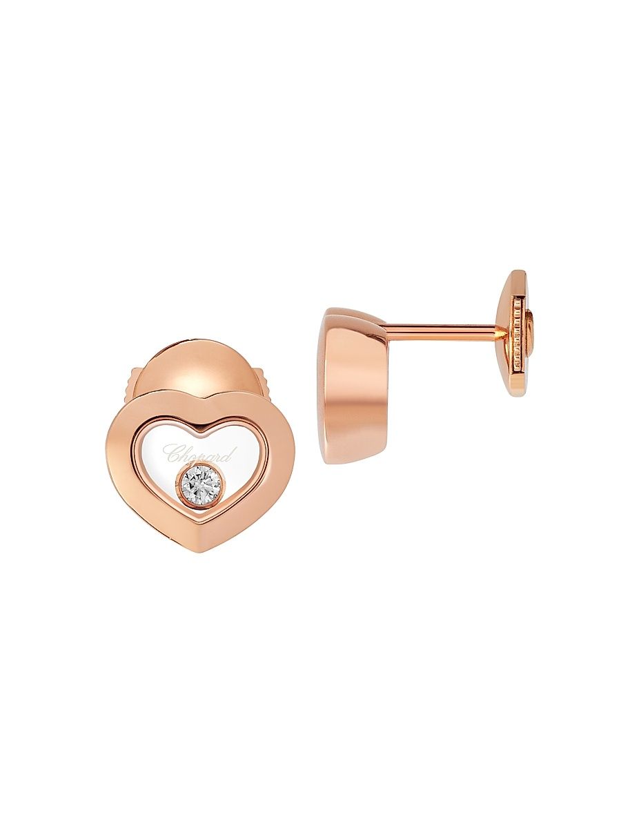 Women's Happy Diamonds 18K Rose Gold & Diamond Stud Earrings - Rose Gold