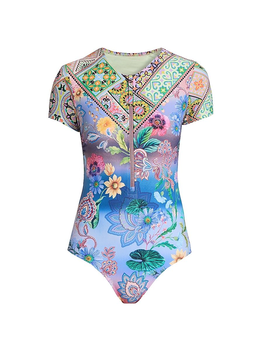 Women's Lilliana Print Rashguard One-Piece Swimsuit - Lilliana - Size XL