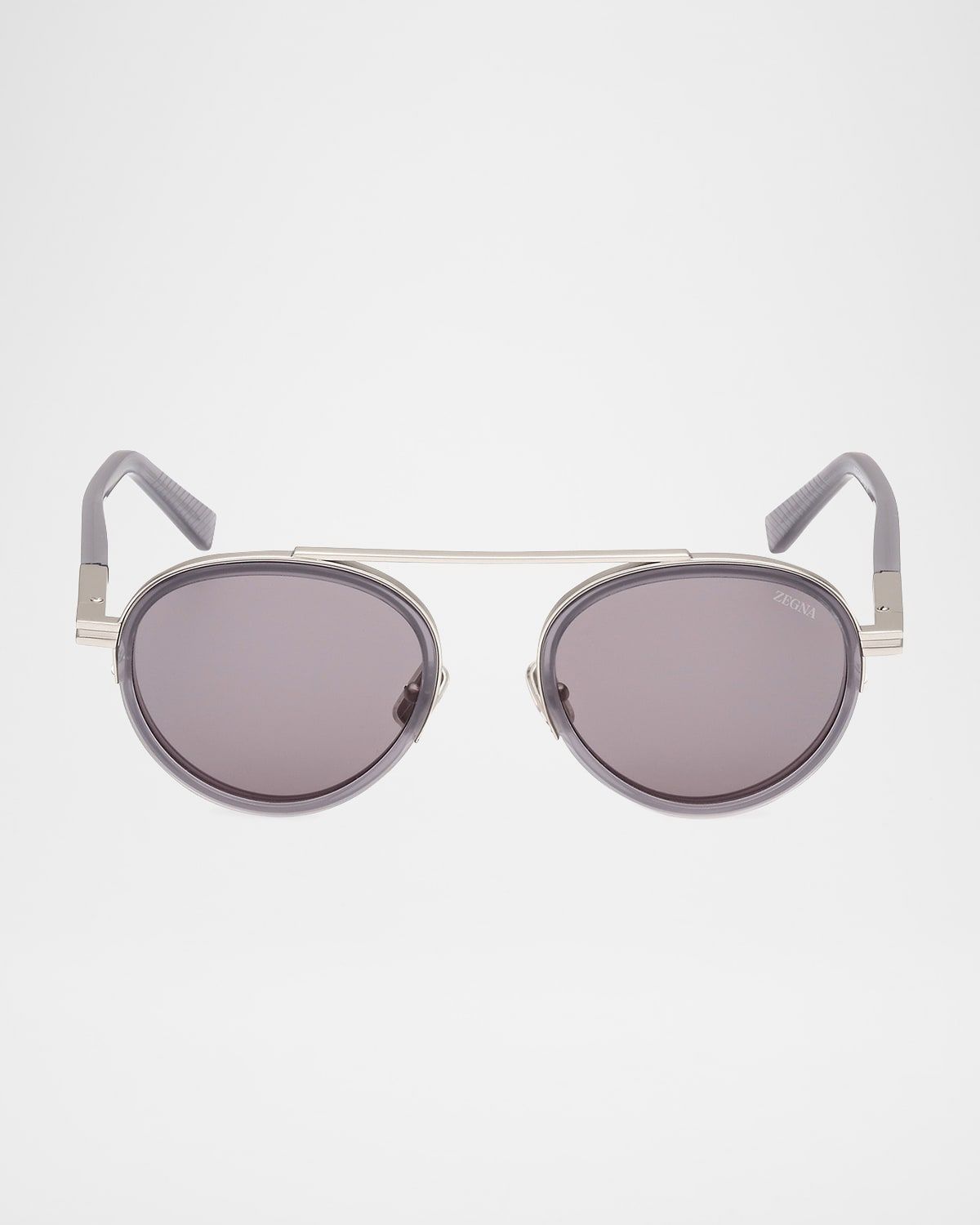 Men & apos;s ORIZZONTE II Metal-Acetate Round Sunglasses