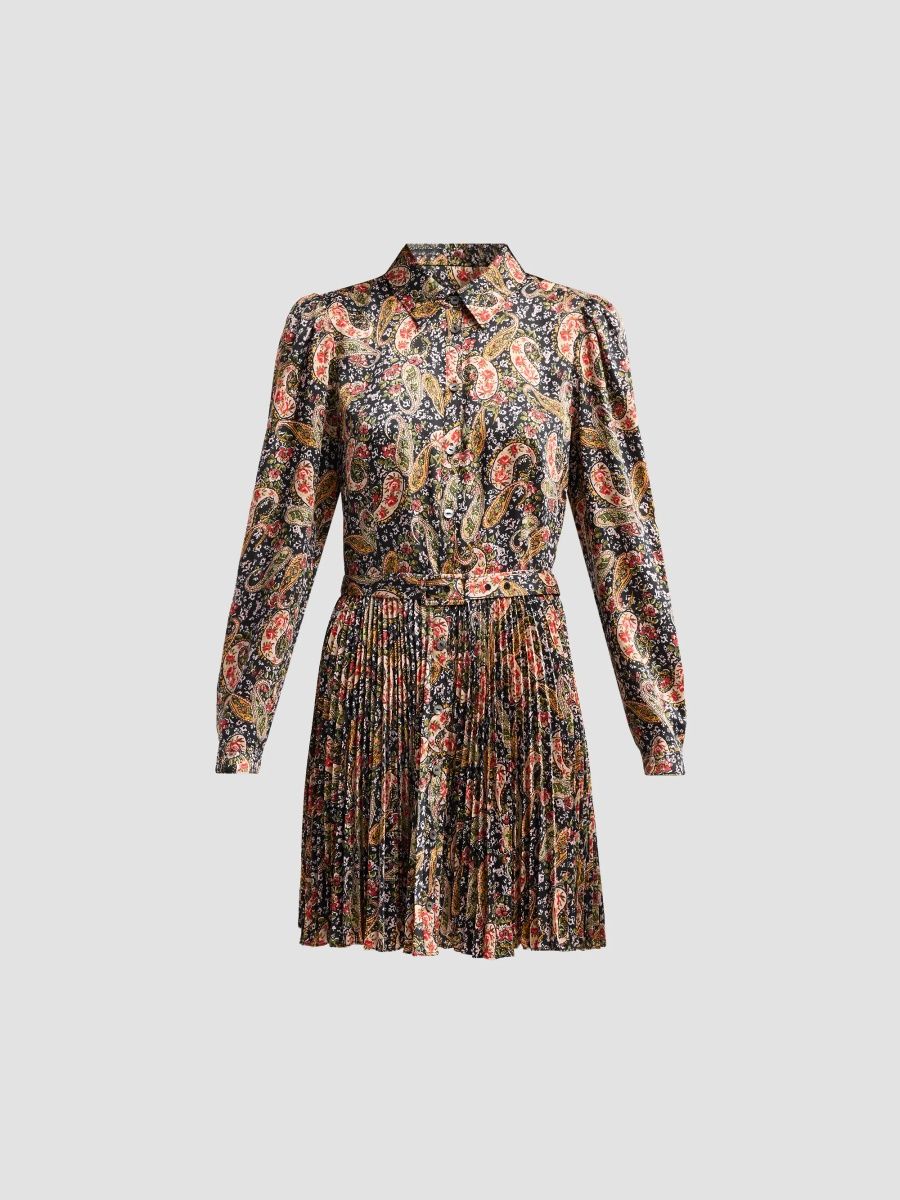 Women's Rose Paisley Reynolds Printed Tie-Waist Mini Dress - Black Multi - Size 00