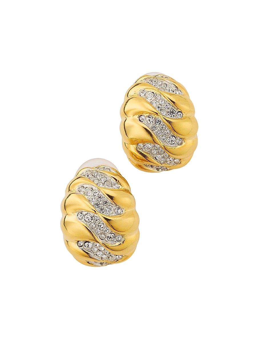Women's Goldtone & Glass Crystal Clip-On Huggie Earrings - Gold