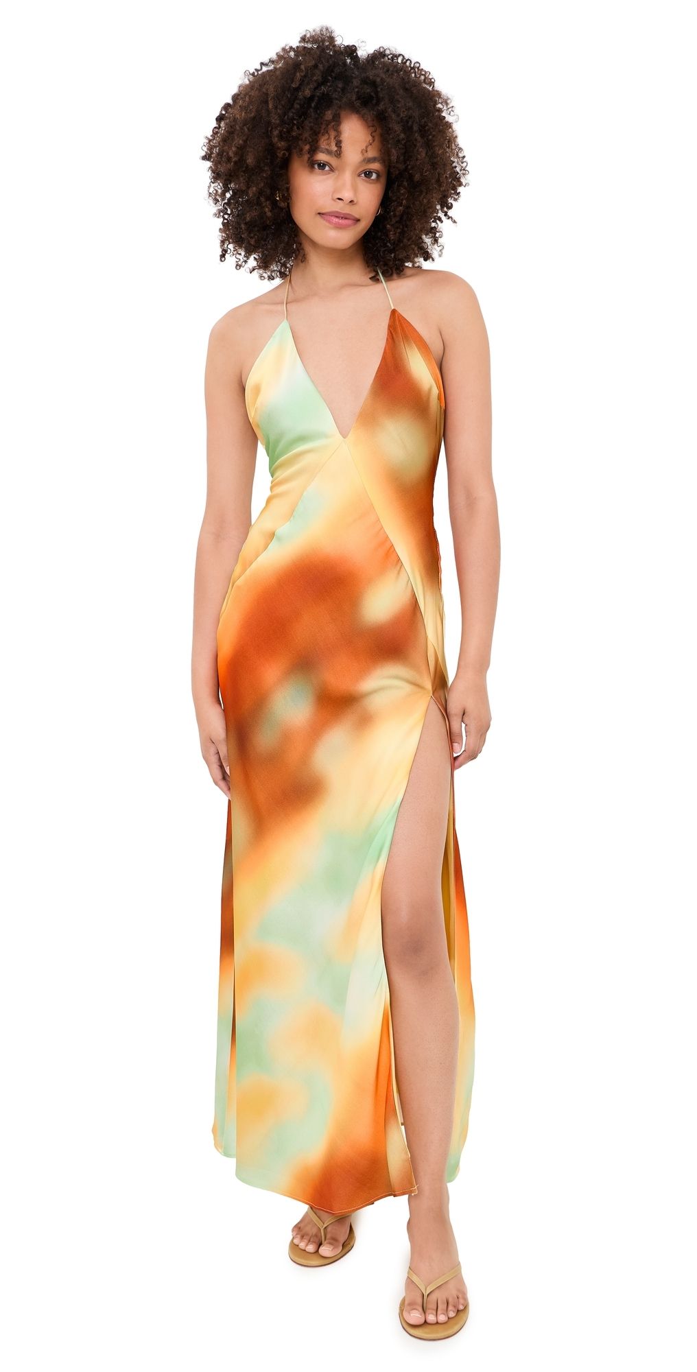 BARDOT Lizbeth Halter Maxi Dress Sunrise Abstract 10