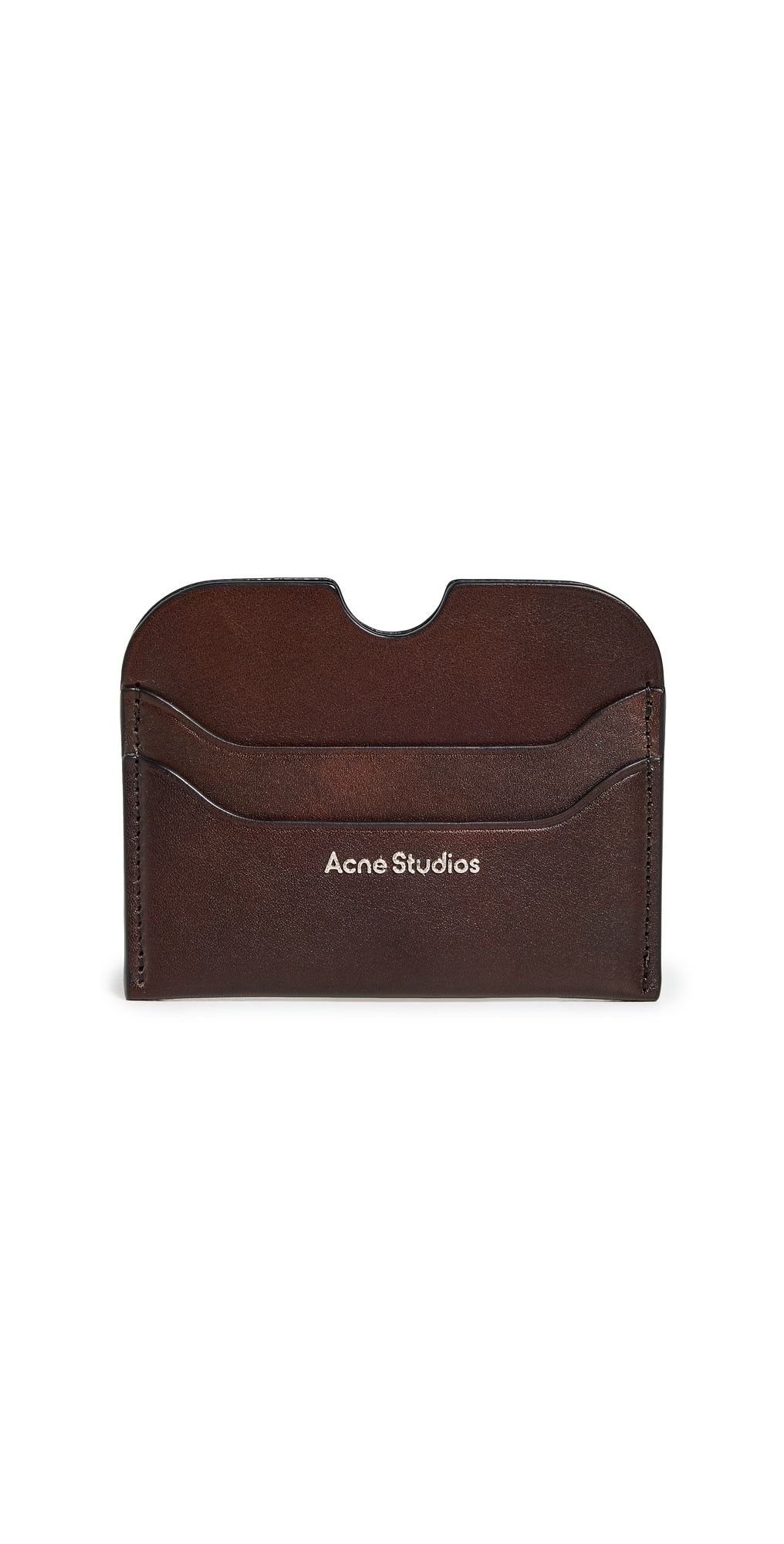 Acne Studios Elmas Aged Leather Card Case Dark Brown One Size