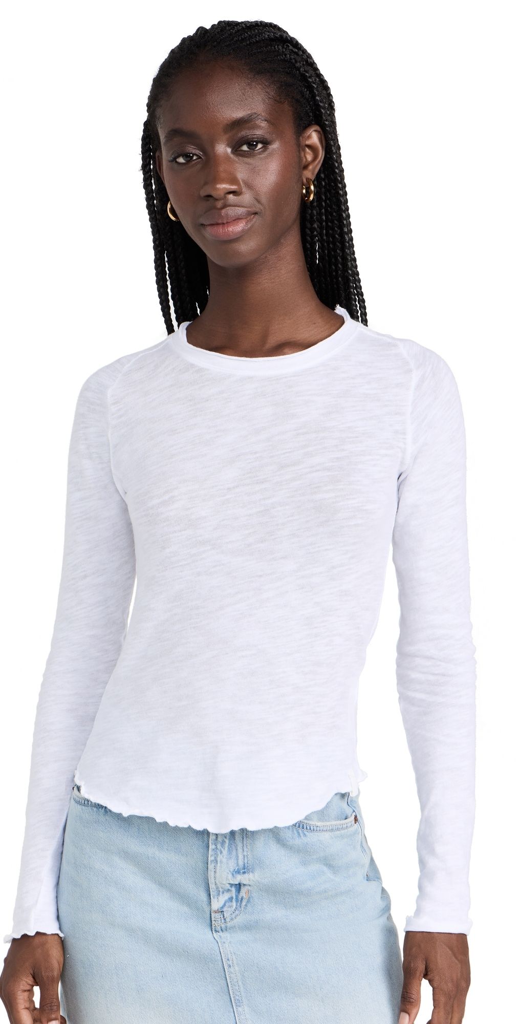 Free People Be My Baby Long Sleeve Tee Ivory L