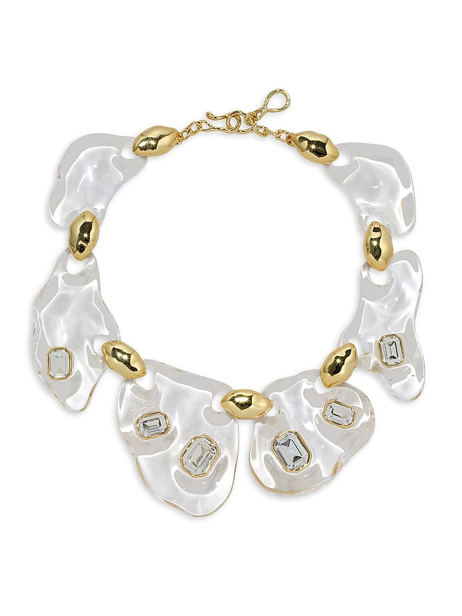 Women's Liquid Lucite Pebble 14K-Gold-Plated & Crystal Collar Necklace