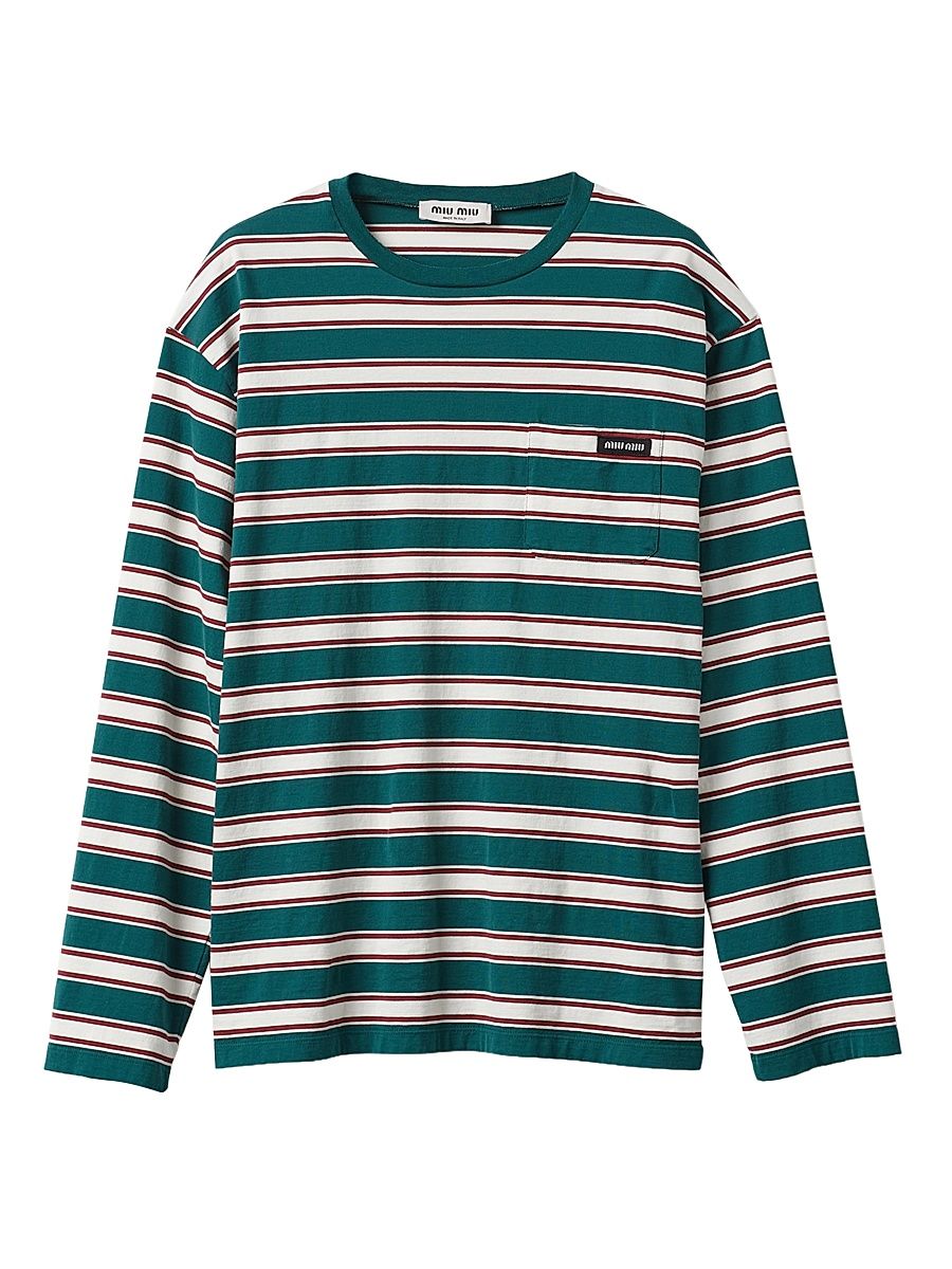 Women's Long-Sleeved Cotton Jersey T-Shirt - Green - Size Small