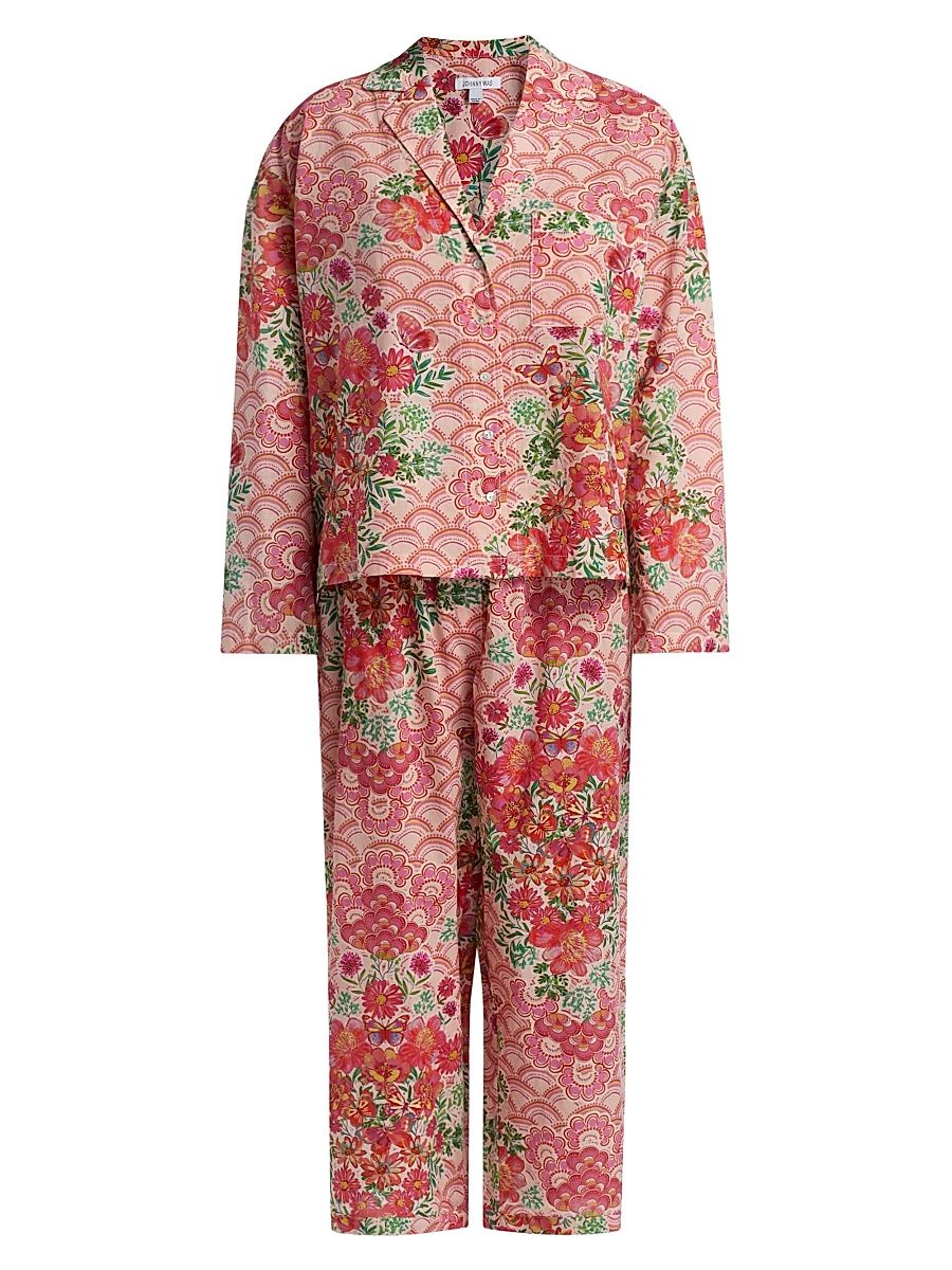 Women's Mariposa Floral Cotton Pajamas - Mariposa - Size Large