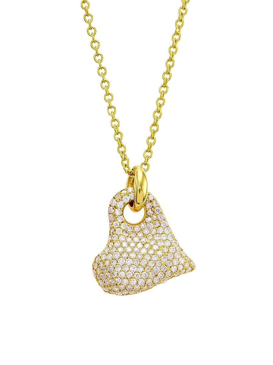 Women's Stardust 18K Gold & Diamond Pavé Heart Necklace - Gold - Size 16