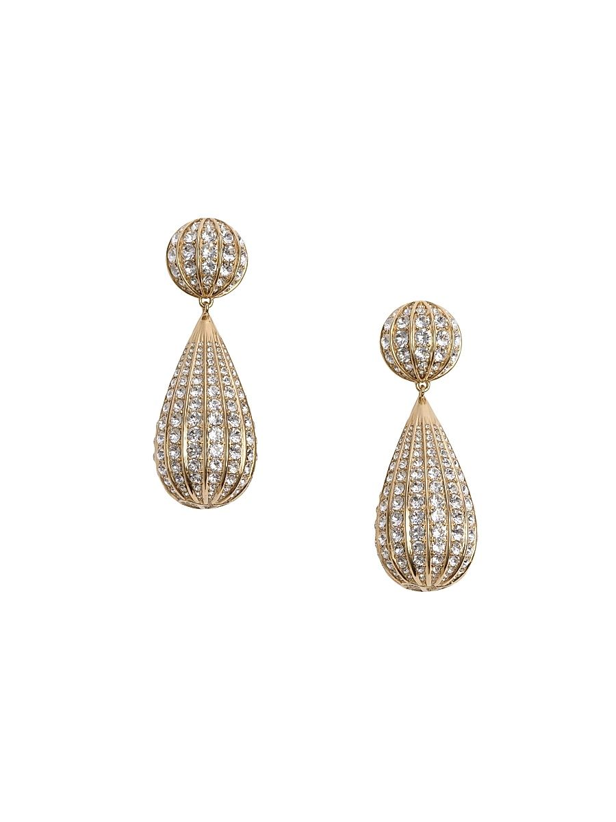 Women's Poetiques Des Gouttes Metal and Swarovski Crystal Earrings - Gold Crystal