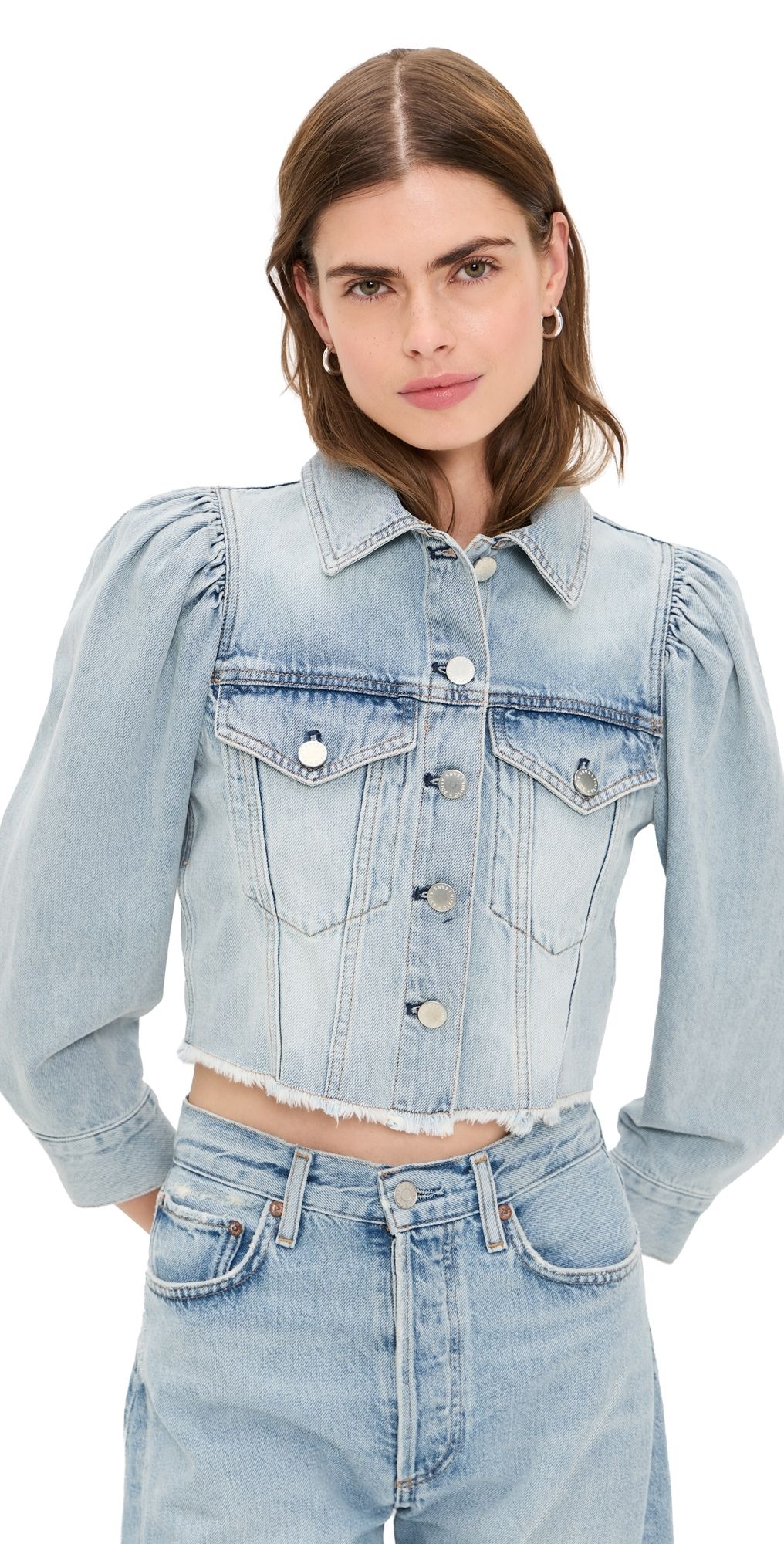 ALICE + OLIVIA Lana Denim Jacket Rockstar Blue L