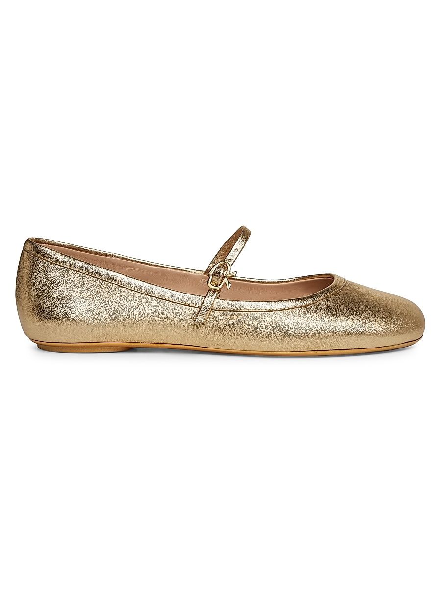 Women's Carla Metallic Leather Ballerina Flats - Mekong - Size 7