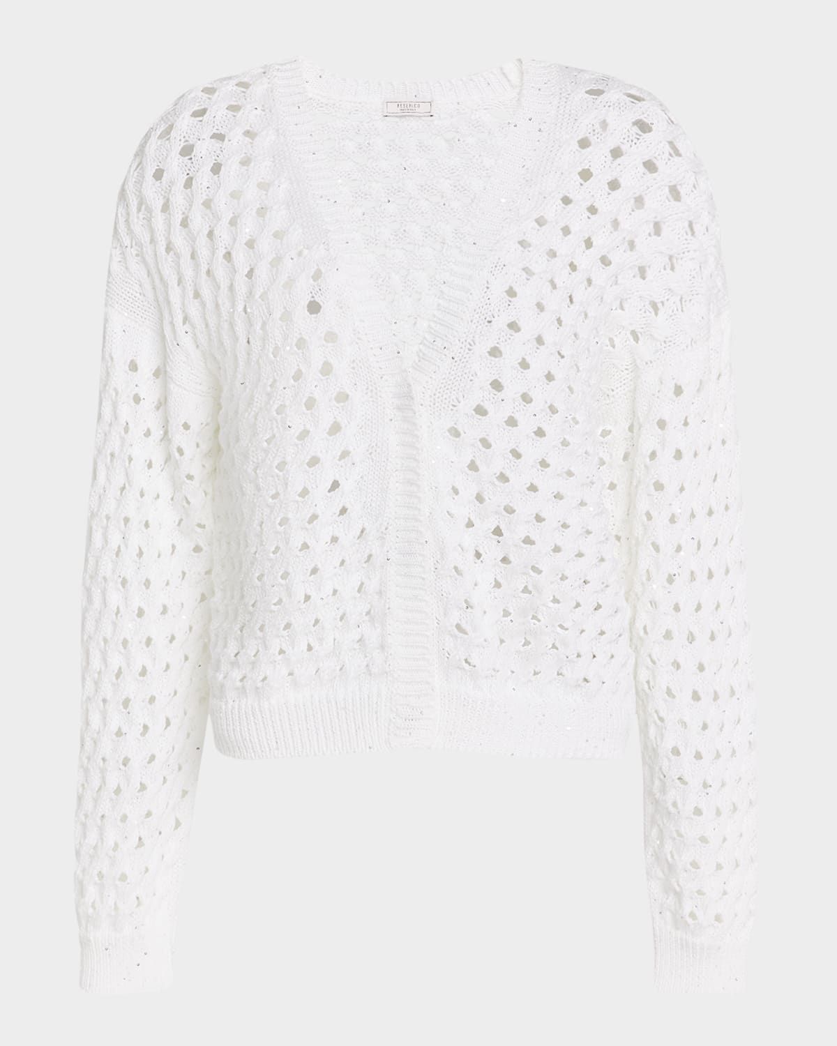 Open-Knit Sequin Cardigan