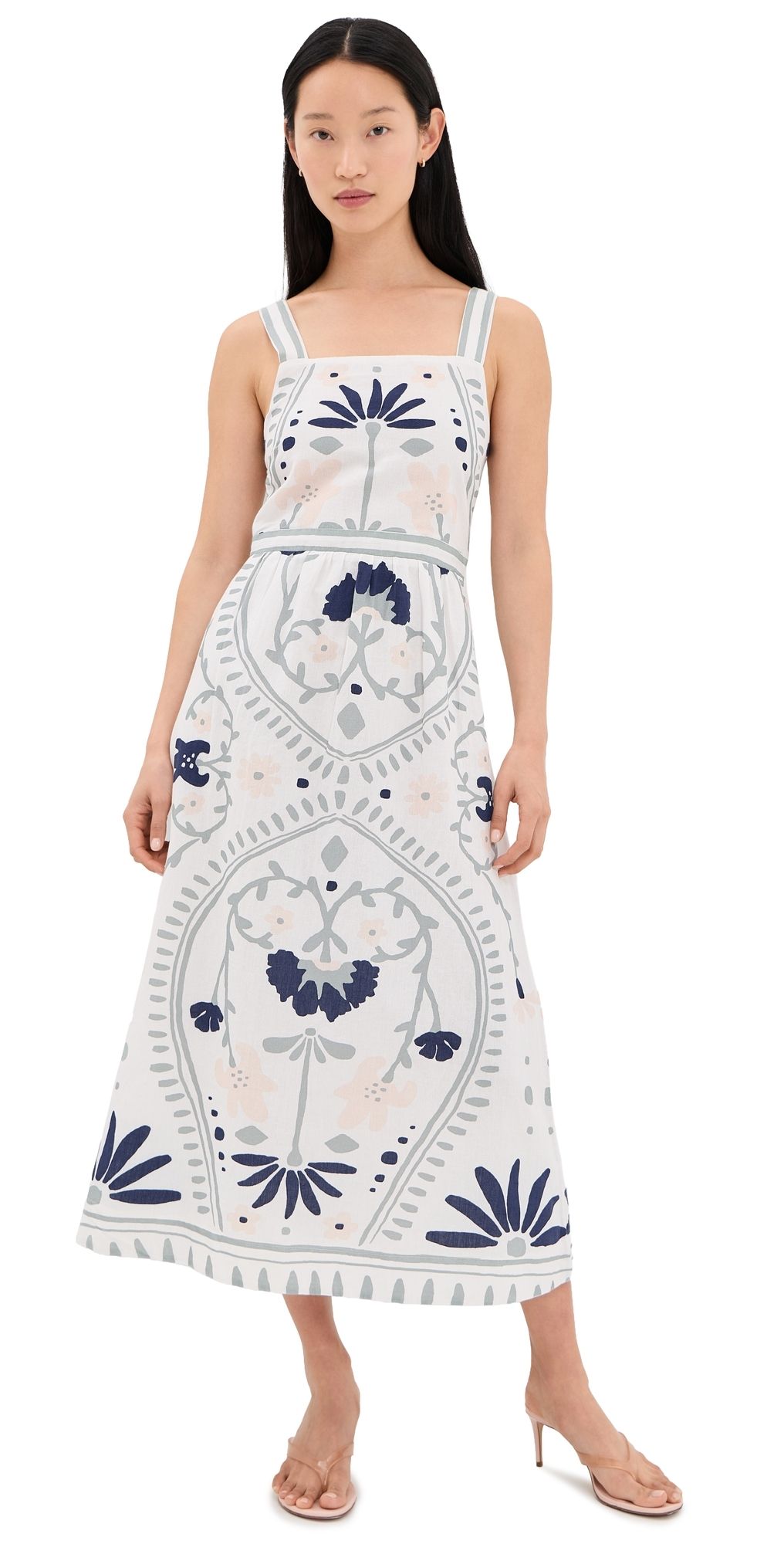Cleobella Carmen Midi Dress Liliana Blue Surf Print M