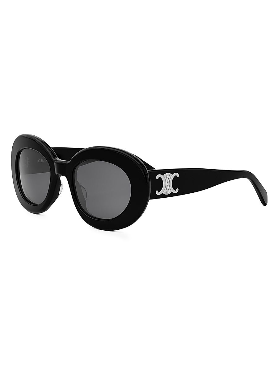 Men's Triomphe 42MM Round Sunglasses - Black