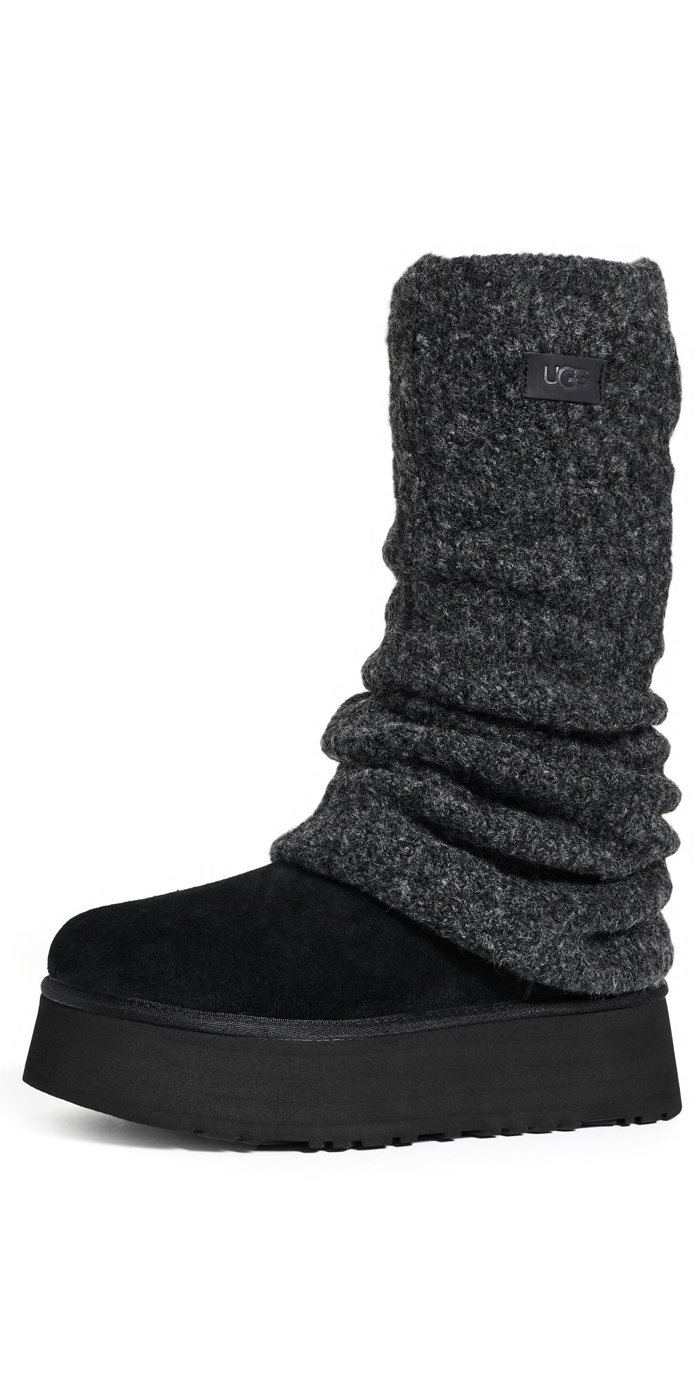 UGG Classic Mini Dipper Legwarmer Suede Boots Black 10