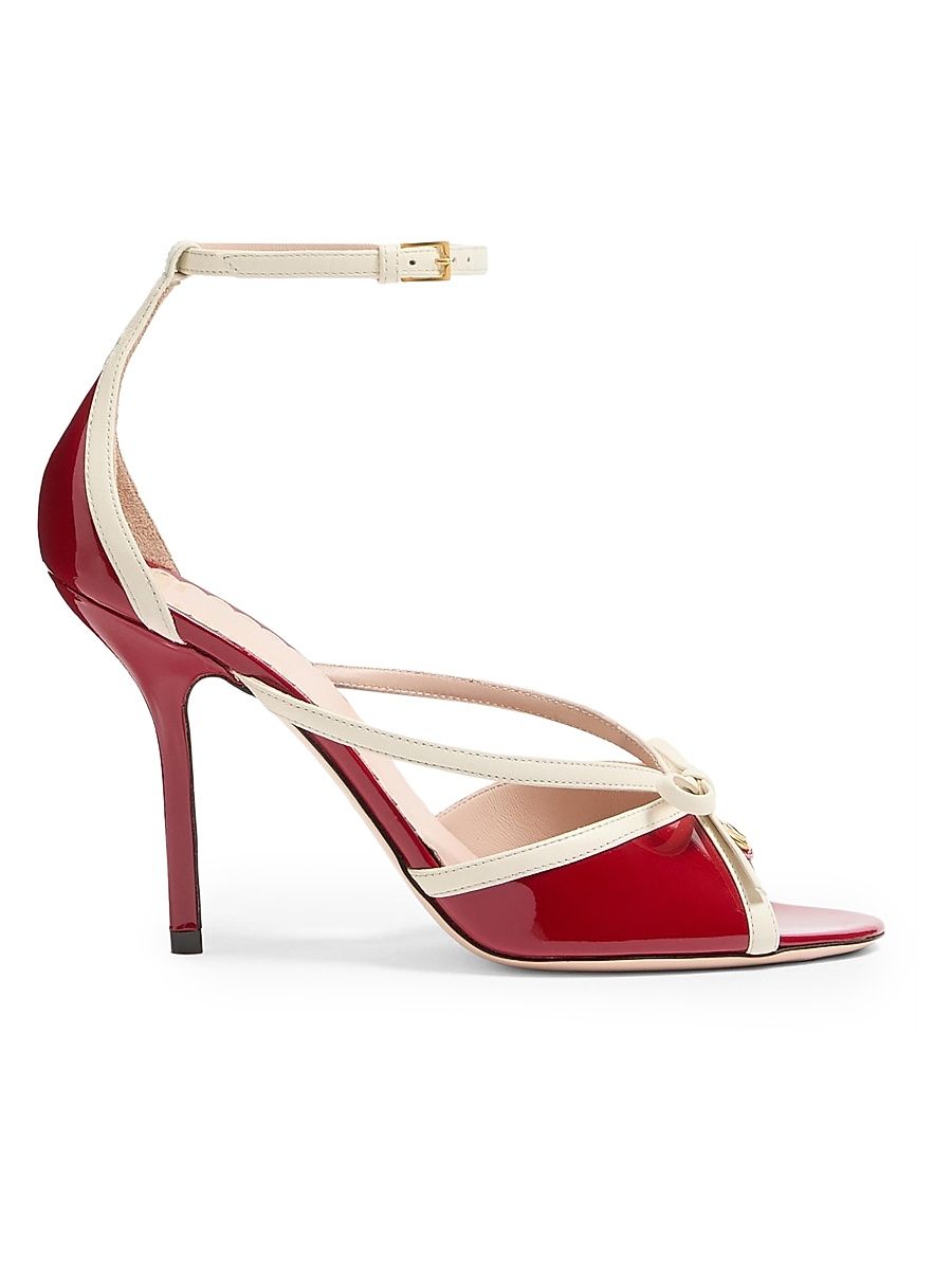 Women's Bepointy 100MM Sandals in Patent Leather - Red Ivory - Size 12