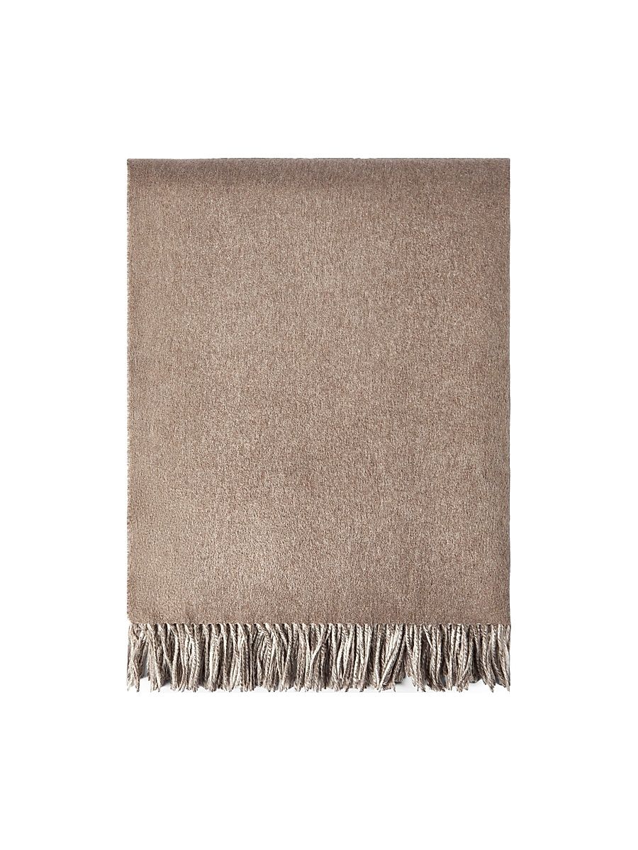 Silk Double Cloth Throw with Fringe - Buff