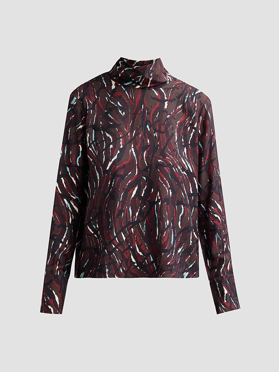 Proenza Schouler White Label Women's Ansel Printed Twill Top - Coffee Multi - Size 12