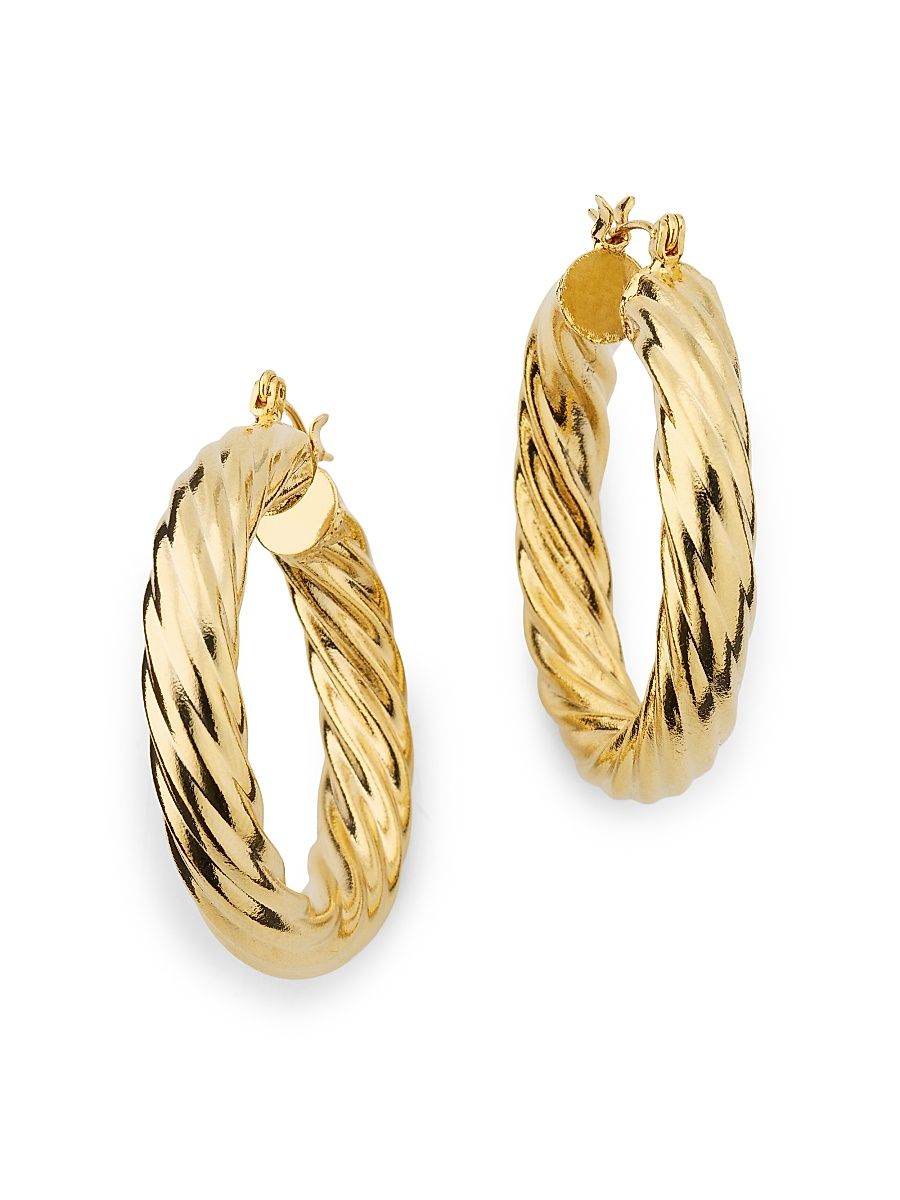 Women's 18K-Gold-Plated Twisted Hoop Earrings - Polished Gold