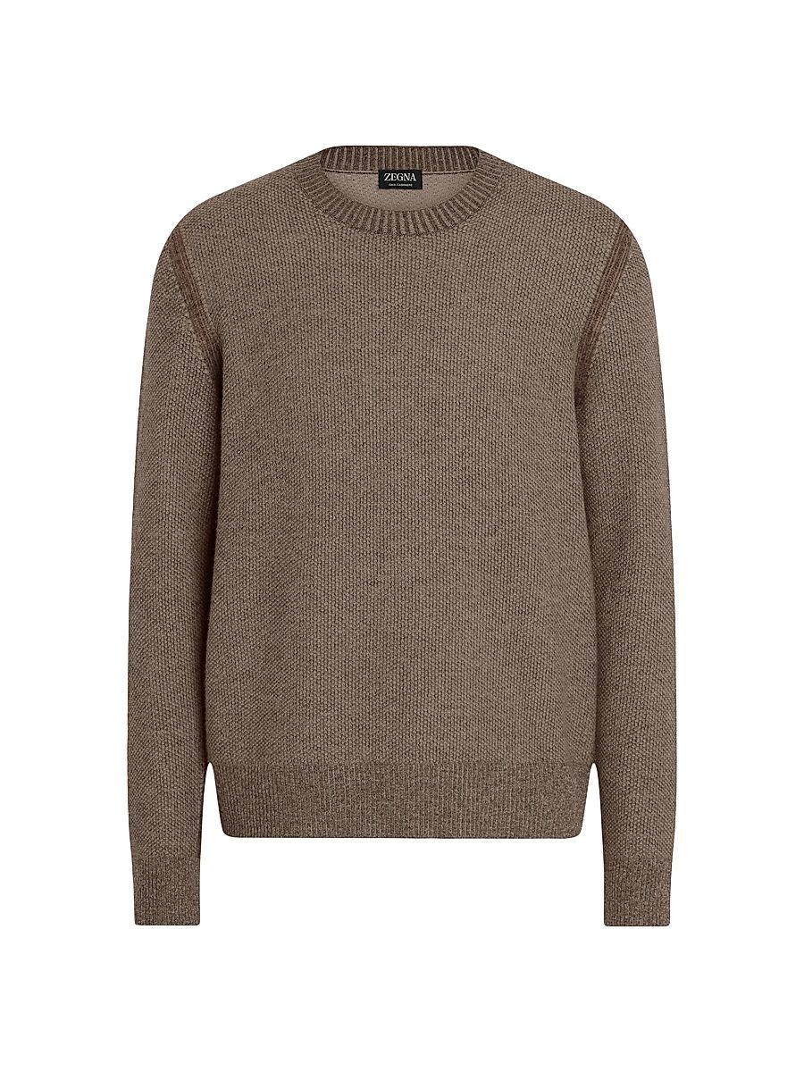 Men's Oasi Cashmere Crewneck Sweater - Brown - Size 46