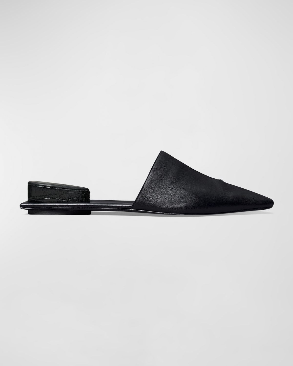 Leather Toe-Ring Ballerina Mules