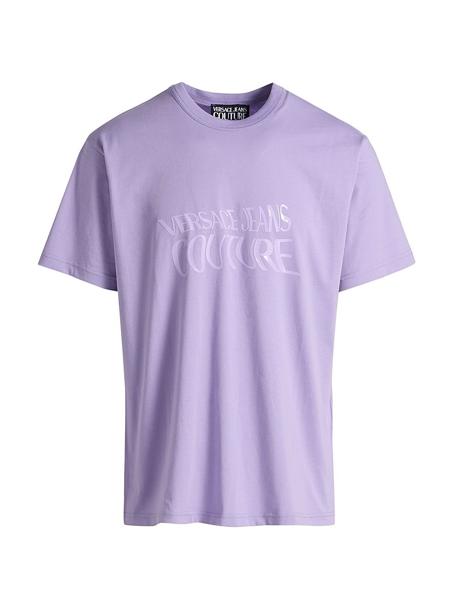 Men's Screen-Printed Logo Cotton T-Shirt - Lilac - Size XXXL