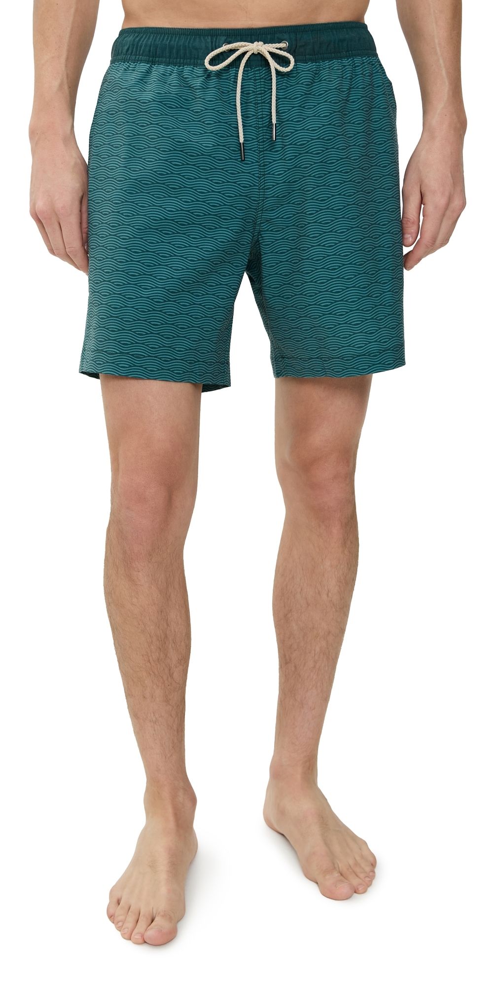 Fair Harbor The Bayberry Swim Trunks 7 Green Waves M