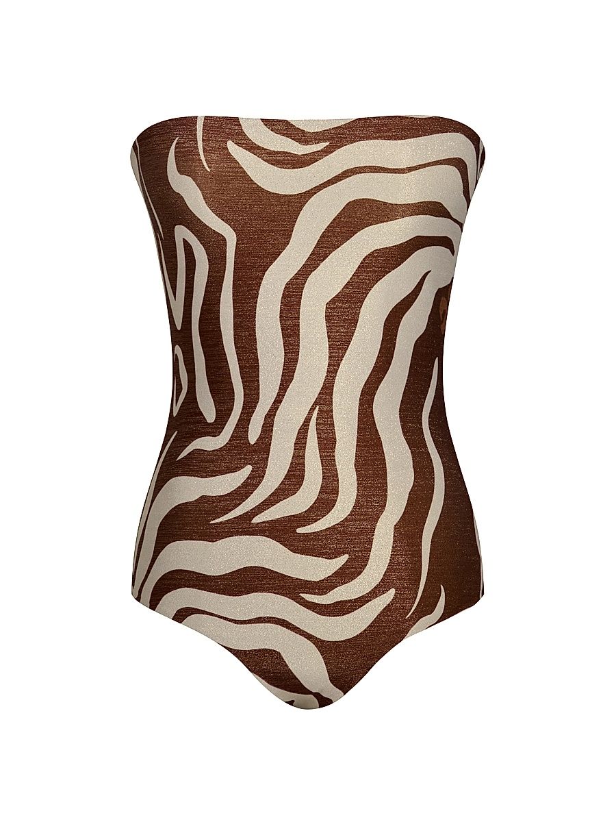 Women's Alta Mar Strapless One-Piece Swimsuit - Dark Mocca Ecru - Size XL