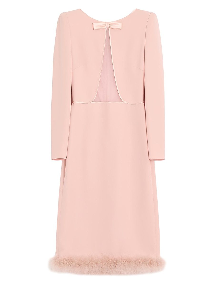 Women's Cady Couture Midi Dress with Feathers - Rose - Size 10